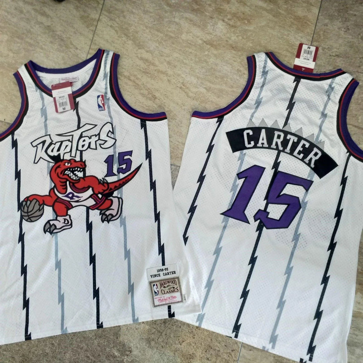 Regata Authentic Toronto Raptors Mitchell & Ness Hardwood Classics Branca 1998-99